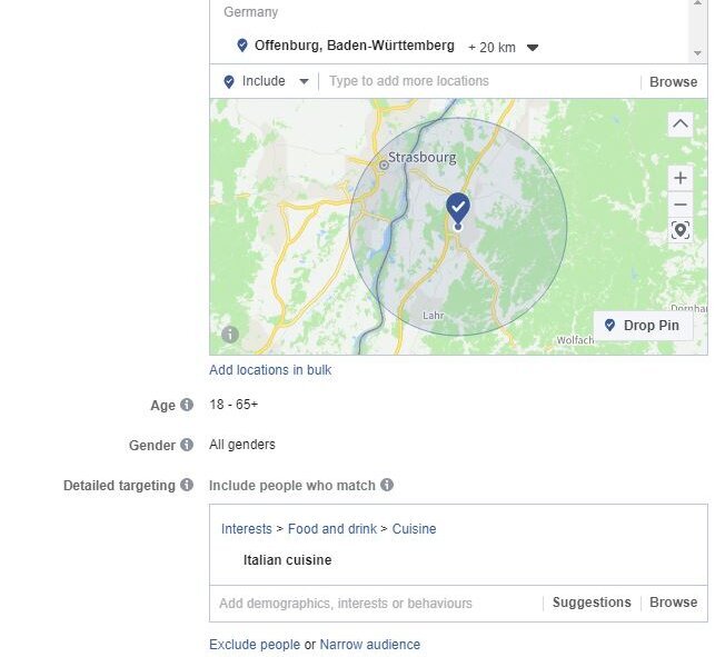 4) Specify your target audience Creating FB Ads – specify your target audience