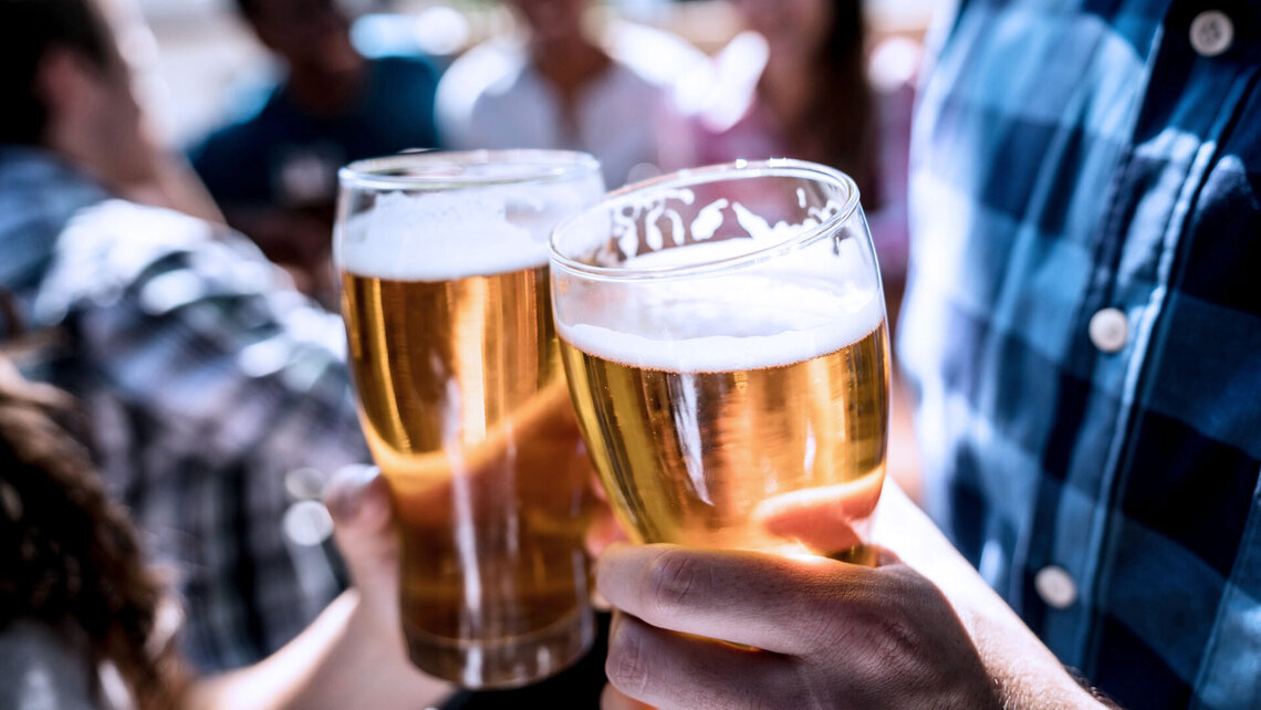 Tasty beer out of clean glasses