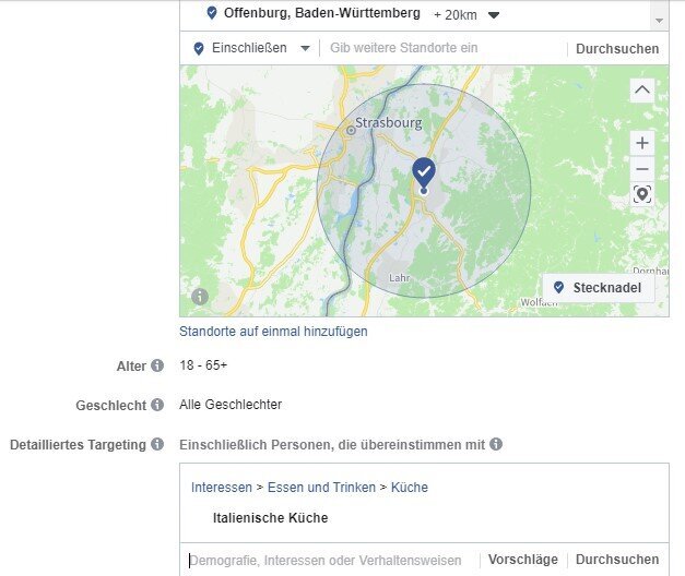 FB Ads erstellen - viertens Zielgruppe eingrenzen