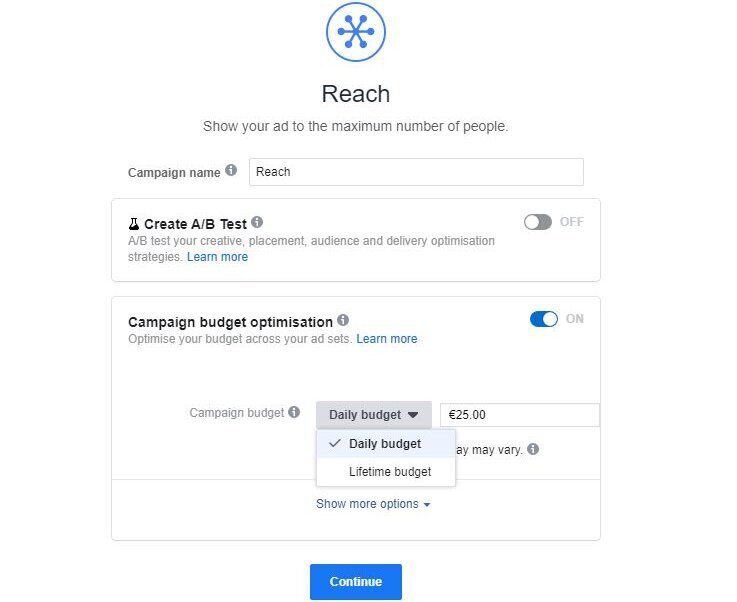 2) Set your daily or total budget for the ad Creating FB Ads – secondly set your daily or total budget for the ad