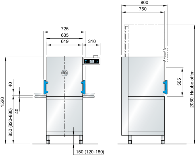 Dishwasher with hood M-iClean